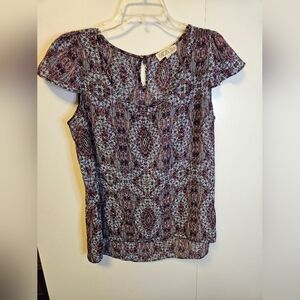 Pink Rose Junior's Size XL Sheer Abstract Top